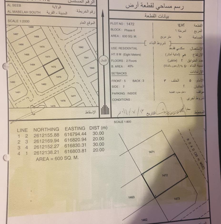 ارض سكنية للبيع في المعبيله ٦